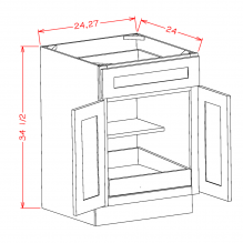 Shaker Grey 27" Base Cabinet w/ 1 Rollout Shelf