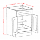 Belmont Almond 27" Base Cabinet w/ 1 Rollout Shelf Pre-Assembled