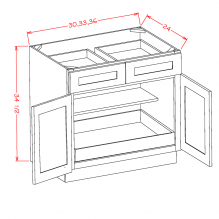 Slim Shaker White 36" Base Cabinet w/ 1 Rollout Shelf