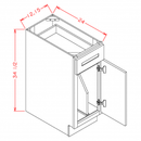 Shaker Grey 15" Base Cabinet w/ Tray Dividers