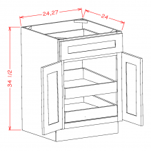 Shaker Honeycomb 27" Base Cabinet w/ 2 Rollout Shelves