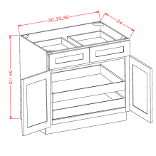 Shaker Black 30" Base Cabinet w/ 2 Rollout Shelves