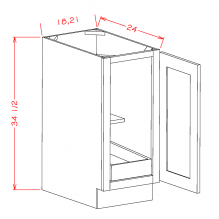 Shaker Black 21" Full Height Door Base Cabinet w/ 1 Rollout Shelf