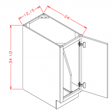 Shaker Honeycomb 15" Full Height Door Base Cabinet w/ Tray Dividers