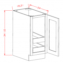 Shaker White 21" Full Height Door Base Cabinet w/ 2 Rollout Shelves