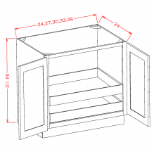 Shaker Black 24" Full Height Door Base Cabinet w/ 2 Rollout Shelves