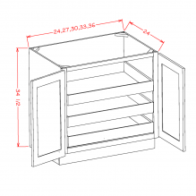 Shaker Black 24" Full Height Door Base Cabinet w/ 3 Rollout Shelves