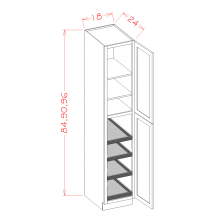 Shaker Black 18"W X96"H Utility Cabinet w/ 4 Rollout Trays