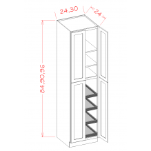 English White 24"W X96"H Utility Cabinet w/ 4 Rollout Trays