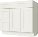 Cream White Shaker Vanity 36" X 21" Doors On The Right