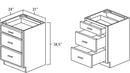Knotty Hickory Shaker 21" Three Drawer Base