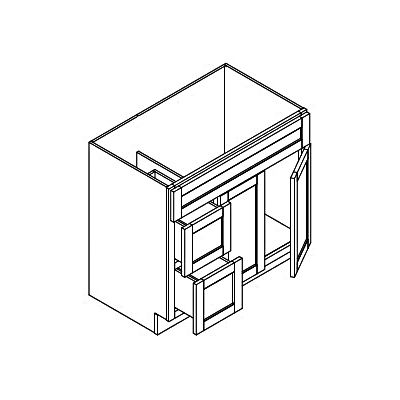 Caldwell Weston Vanity 36" X 21" Doors On The Right Assembled