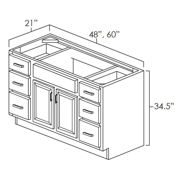 Brentwood Aspen White 48x21" - Double Door Vanity Cabinets Assembled