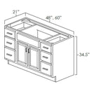 Aspen White - 48x21" - Double Door Vanity Cabinets Pre-assembled
