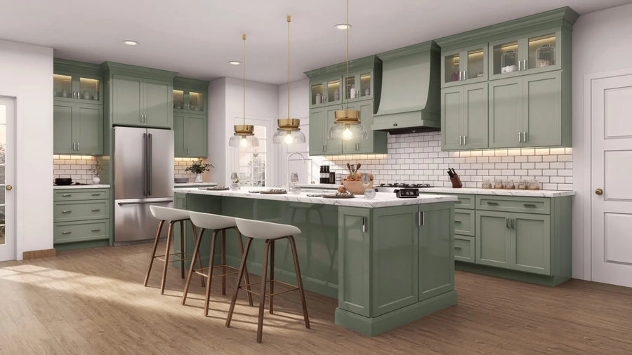 Caldwell Sage Green RTA Kitchen Cabinets