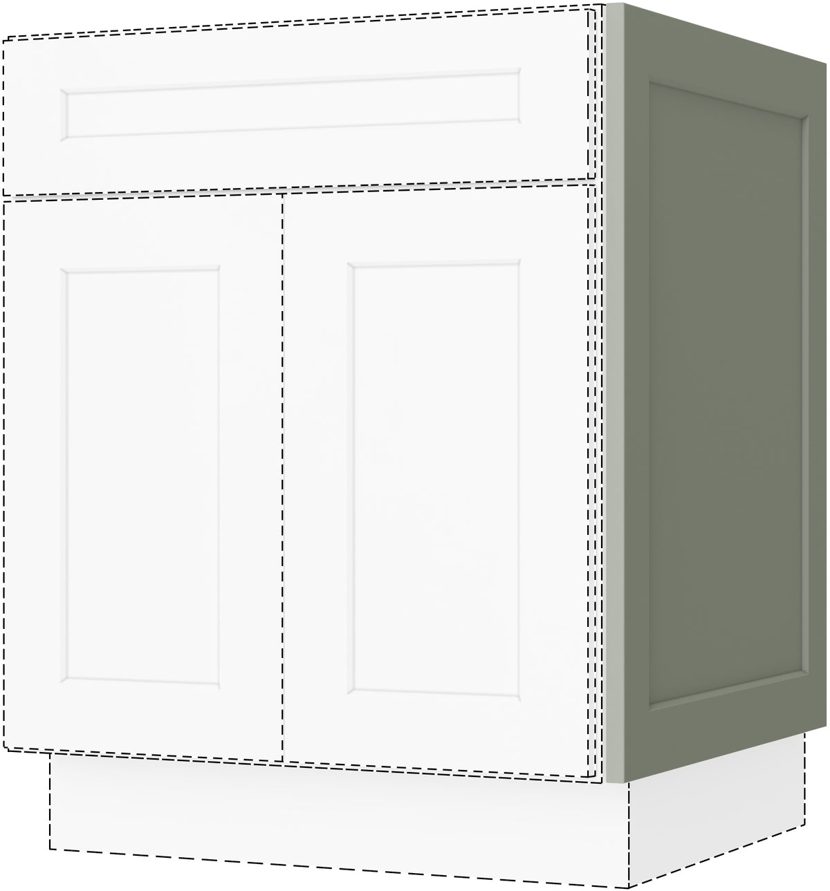 Caldwell Sage Green Lower Single Door For 24" Wide Pantry Assembled