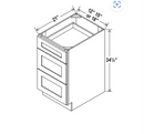 Slim White Oak Three Drawer 24" Vanity Base Cabinet