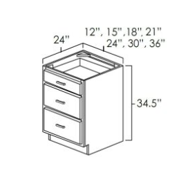 Granville Knotty Hickory 33" Three Drawer Base