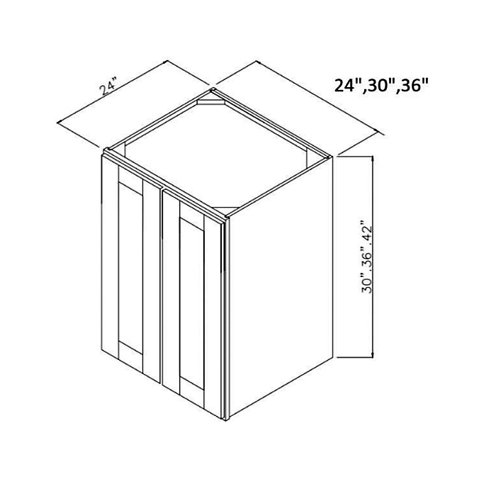 White Shaker 30" W x 42" H Double Door Wall Cabinet