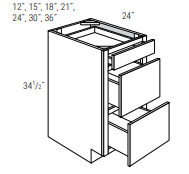 Rigby White 36" 3-Drawer Base Cabinet