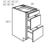 Stone Shaker 36" 3-Drawer Base Cabinet Pre-Assembled