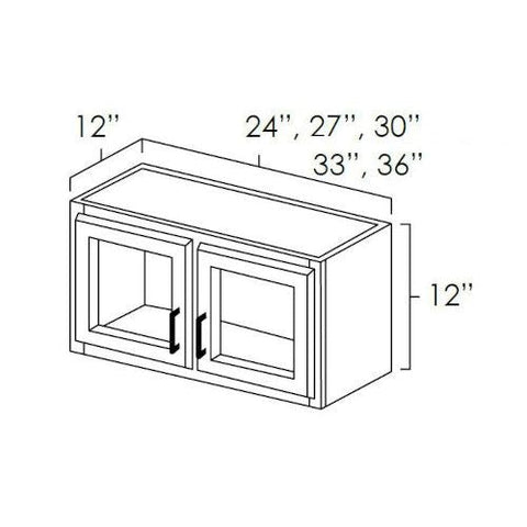 Platinum Shaker 24" x 12" Wall Cabinet w/ a Plain Glass Doors