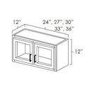 Platinum Shaker 24" x 12" Wall Cabinet w/ a Plain Glass Doors
