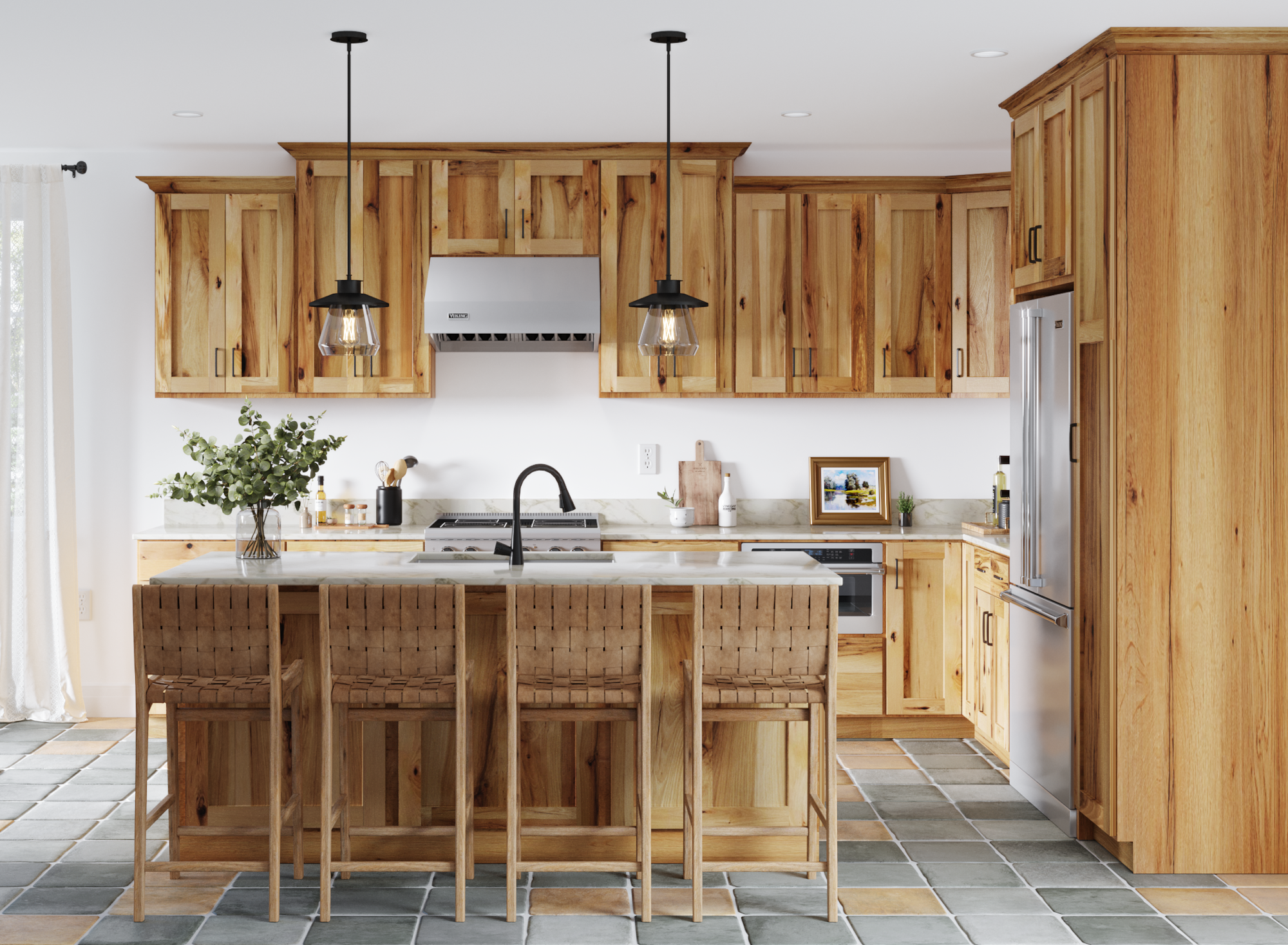 Knotty Hickory Shaker Kitchen Cabinets