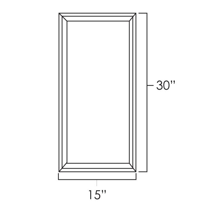 White Shaker 15" x 30" Wall Cabinet Plain Glass Door