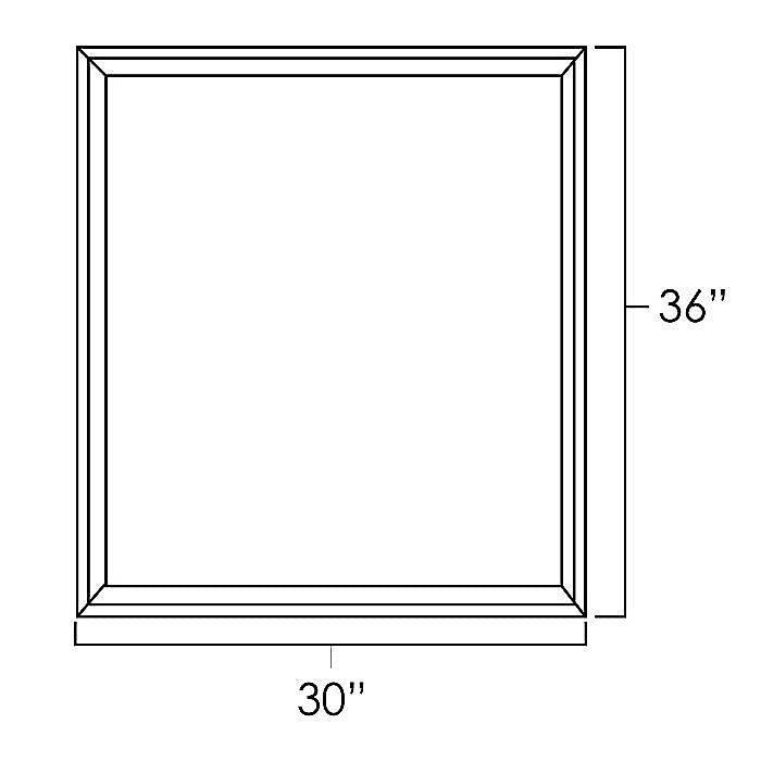 White Shaker 30" x 36" Wall Cabinet Plain Glass Doors