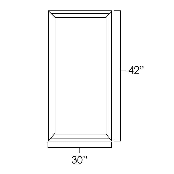 White Shaker 30" x 42" Wall Cabinet Plain Glass Doors