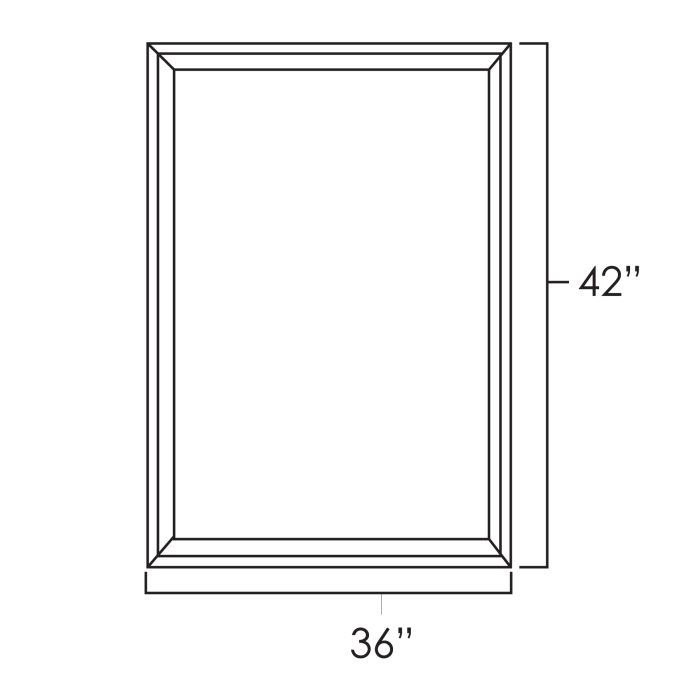 White Shaker 36" x 42" Wall Cabinet Plain Glass Doors
