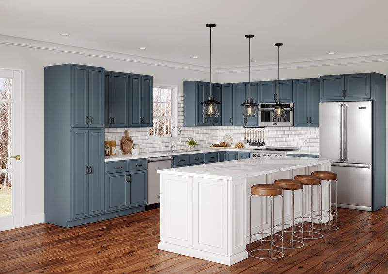 Amish Provincial Blue Kitchen Cabinets
