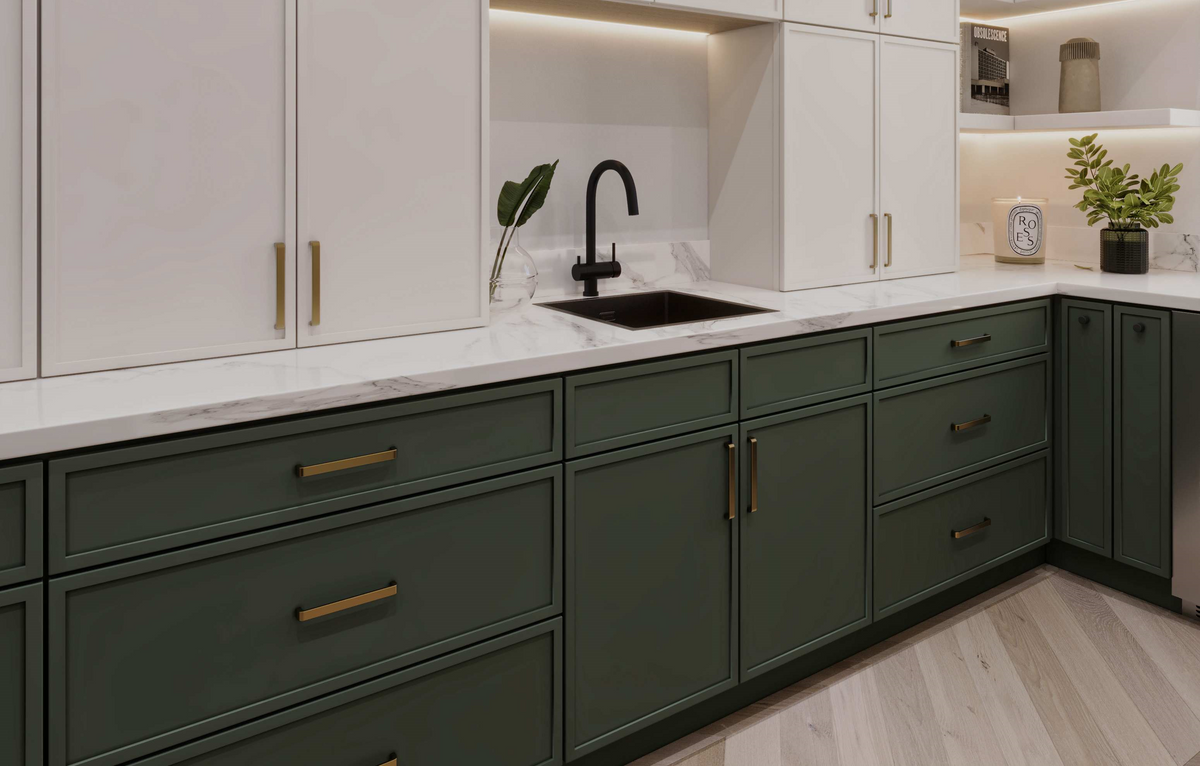 Slim Shaker Aberdeen Green Bathroom Vanities Pre-Assembled