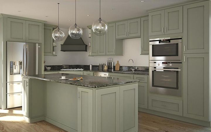 Prescott Olive Mist Shaker Cabinets