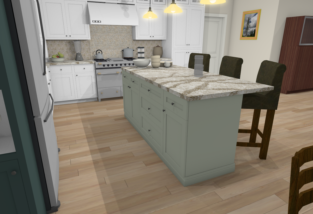 Sage Green Shaker 84" Island (countertops not included)
