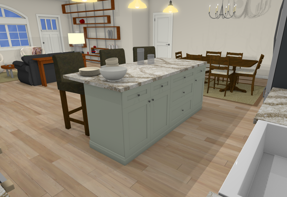 Sage Green Shaker 84" Island (countertops not included)