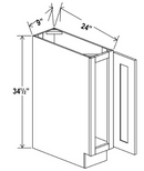 Slim Shaker Aberdeen Green Base Cabinet - 9"W x 34-1/2"H x 24"D - 1D