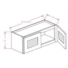 Truffle Shaker 33"W X 12"H Stacker Wall Glass Door Cabinet with Finished Interior