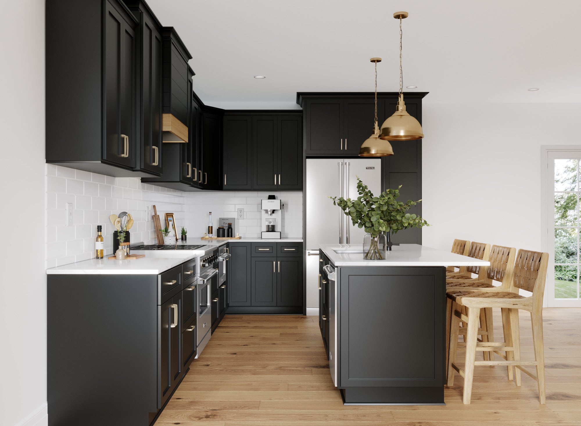Black Kitchen Cabinets with Viking Range - Contemporary - Kitchen