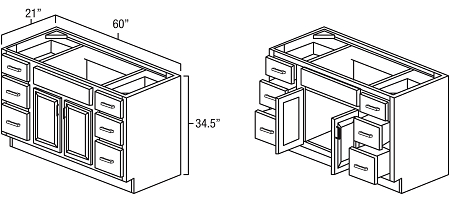 Truffle Shaker 60" Vanity Combo w/ Drawers