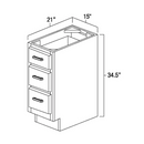 Smoky Gray 15" Three Drawer Vanity Base