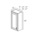 White Shaker 9" W x 30" H Wall Cabinet Pre-Assembled
