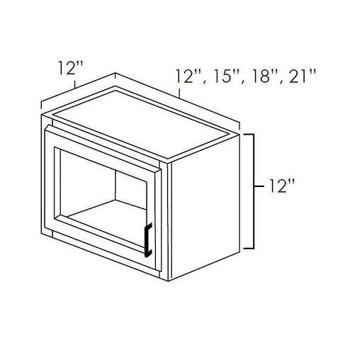 White Shaker 12" x 12" Wall Cabinet w/ a Plain Glass Door