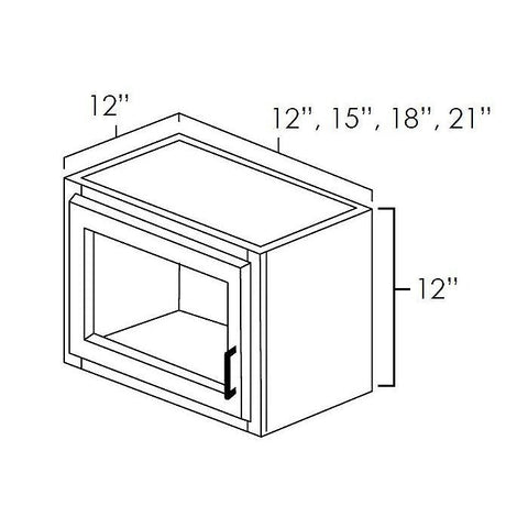 White Shaker 12" x 12" Wall Cabinet w/ a Plain Glass Door