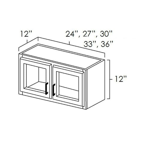 White Shaker 24" x 12" Wall Cabinet w/ a Plain Glass Doors