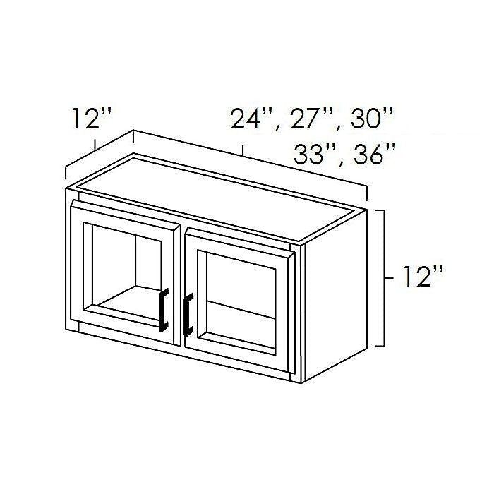 White Shaker 24" x 12" Wall Cabinet w/ a Plain Glass Doors