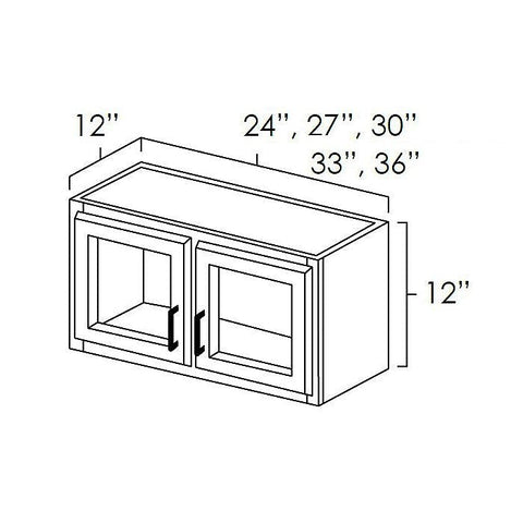White Shaker 24" x 12" Wall Cabinet w/ a Plain Glass Doors