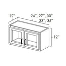 White Shaker 24" x 12" Wall Cabinet w/ a Plain Glass Doors
