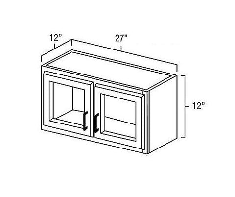 White Shaker 27" x 12" Wall Cabinet w/ a Plain Glass Doors